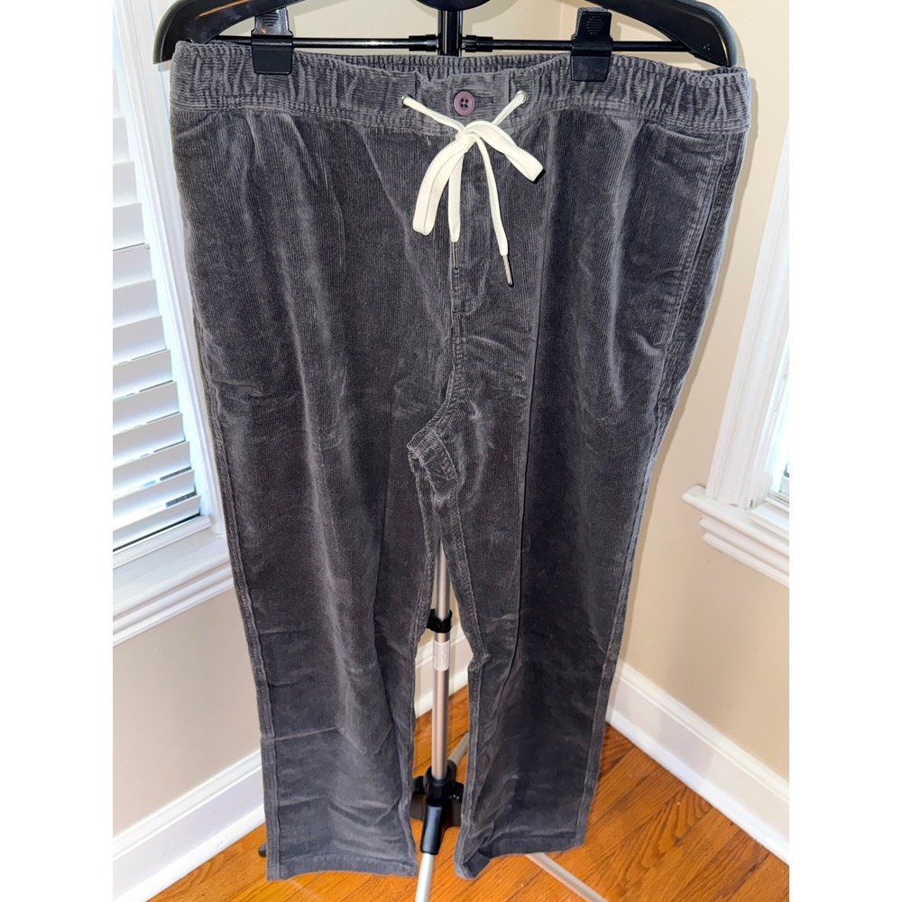 Quince Mens Organic Stretch Corduroy Drawstring Trouser Dark Coal XL LB75513